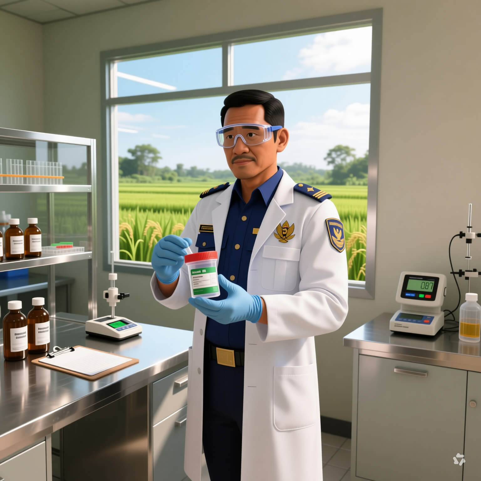 Petugas Pengambil Contoh (PPC) Bersertifikat BNSP dan KAN sedang melakukan sampling pupuk