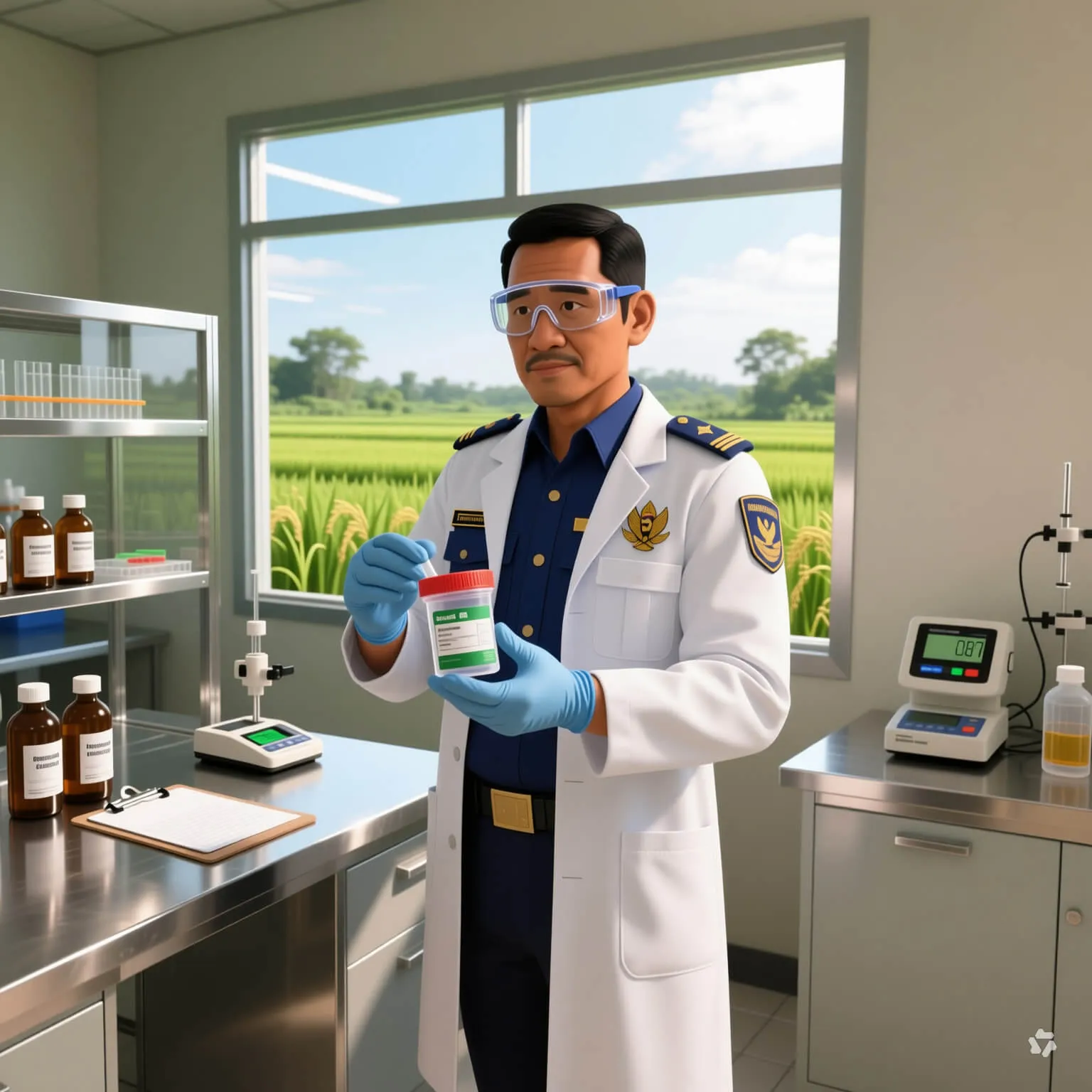 Petugas Pengambil Contoh (PPC) Bersertifikat BNSP dan KAN sedang melakukan sampling pupuk